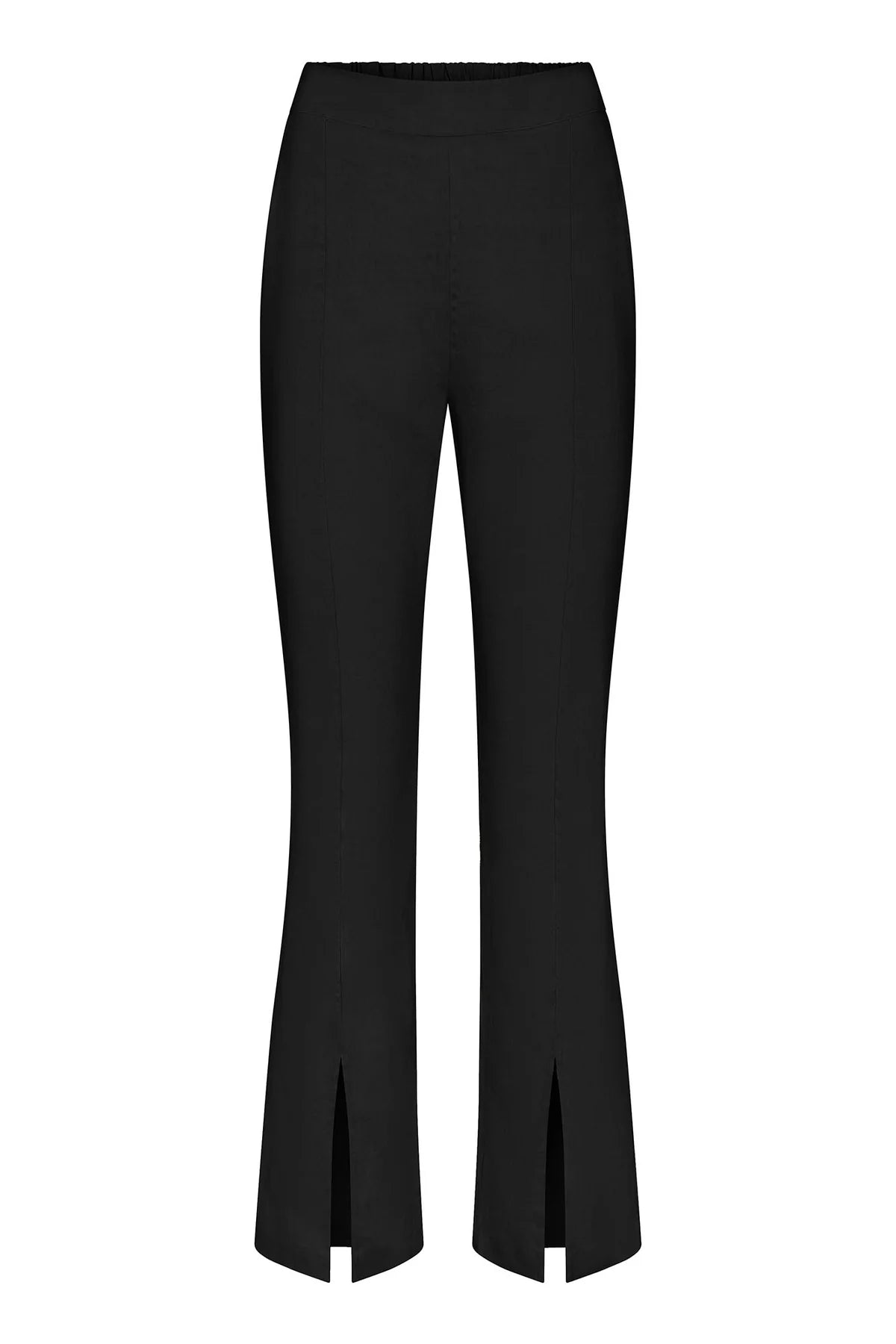 The Front Split Pant in Stretch Linen, Black