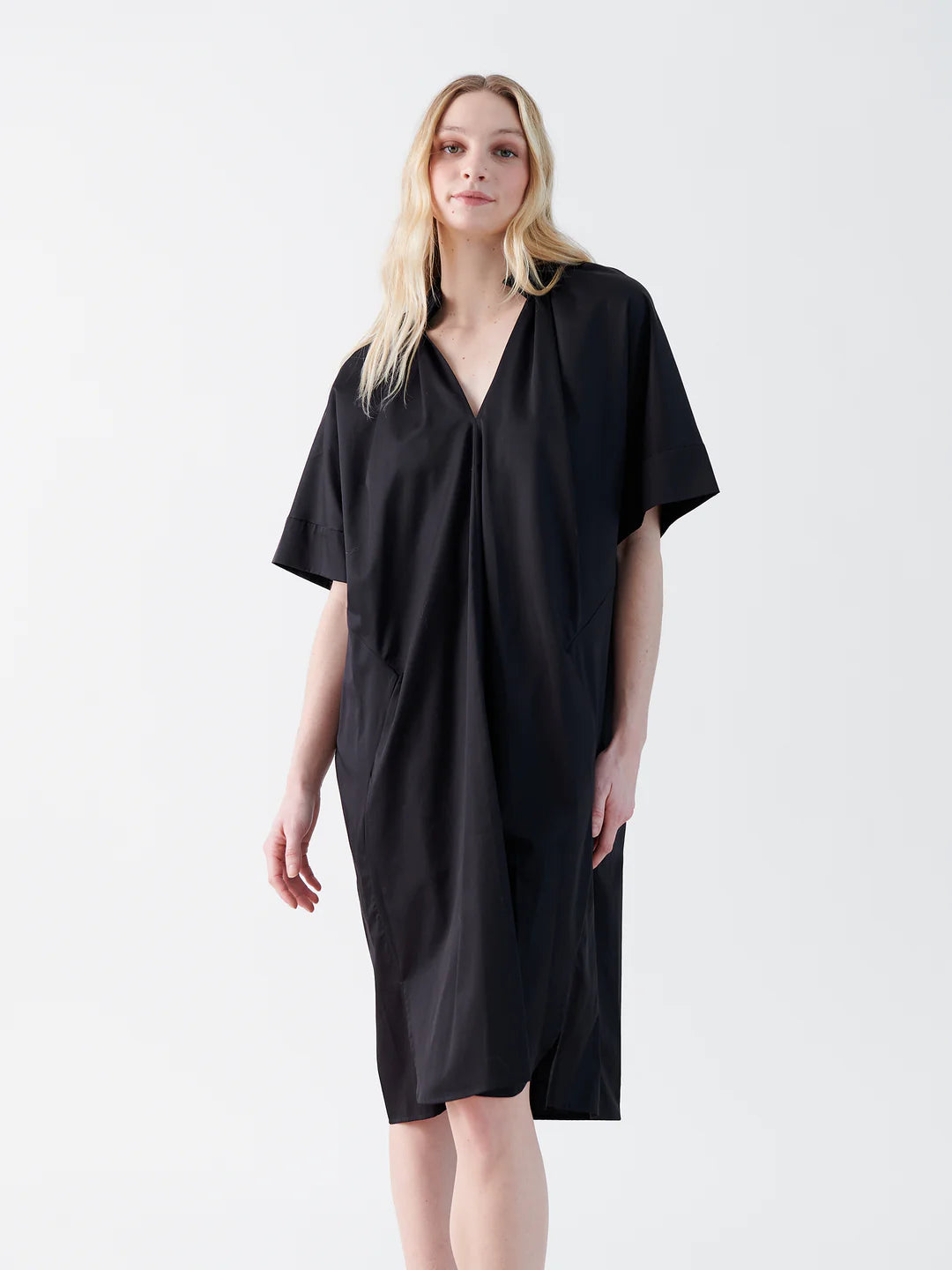 Malia Cotton Broadcloth Dress, Black