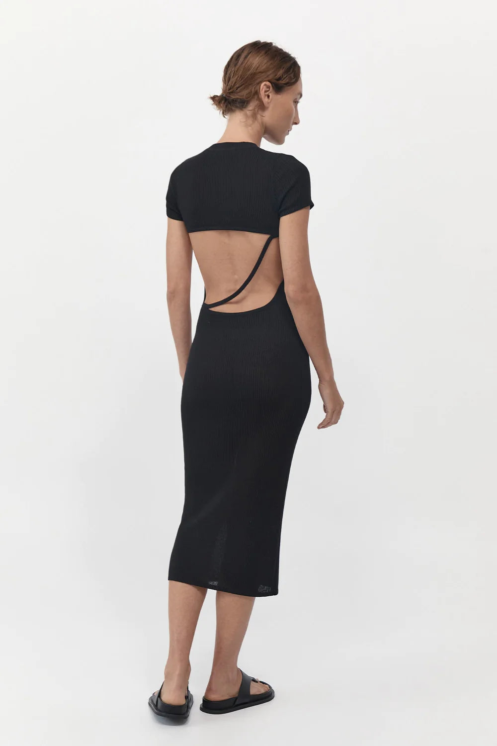 Cut Out Knit Dress, Black