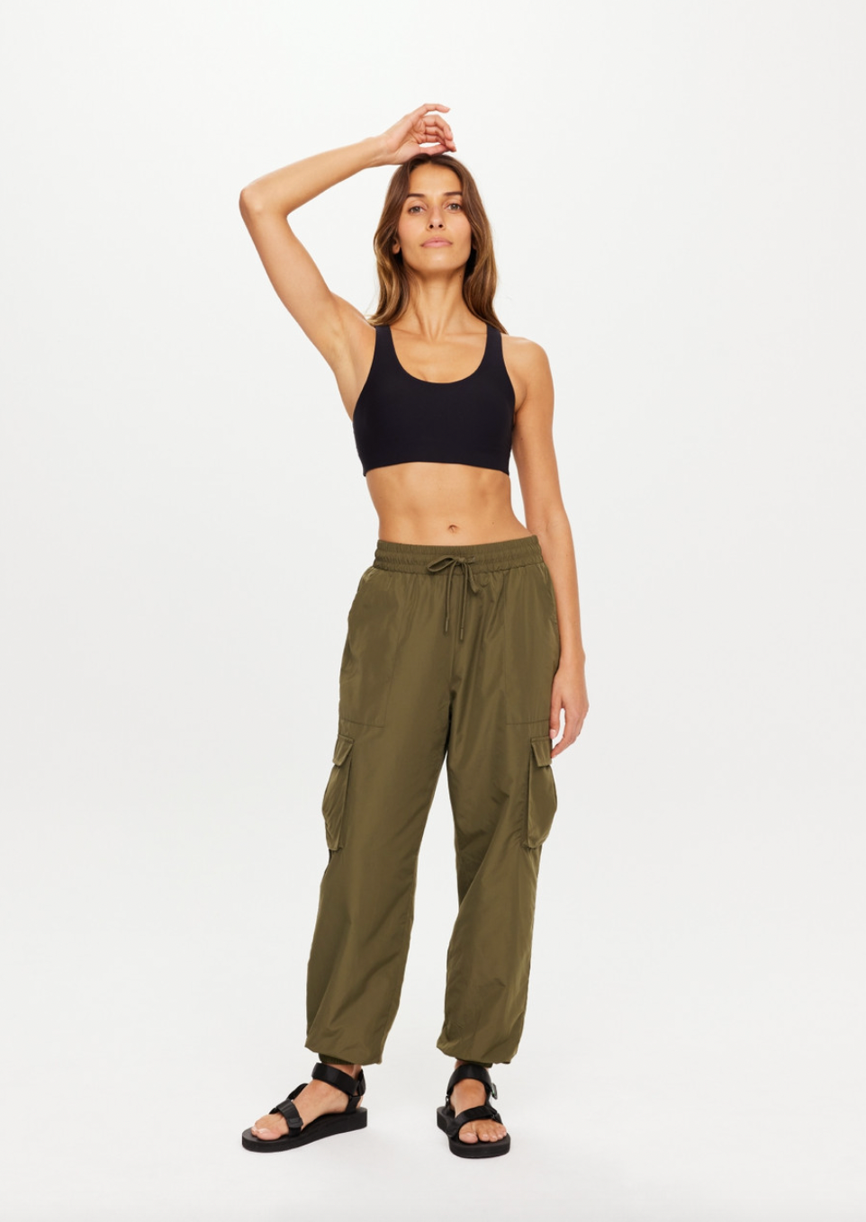PEACHED THIA CROP FLARE in OLIVE