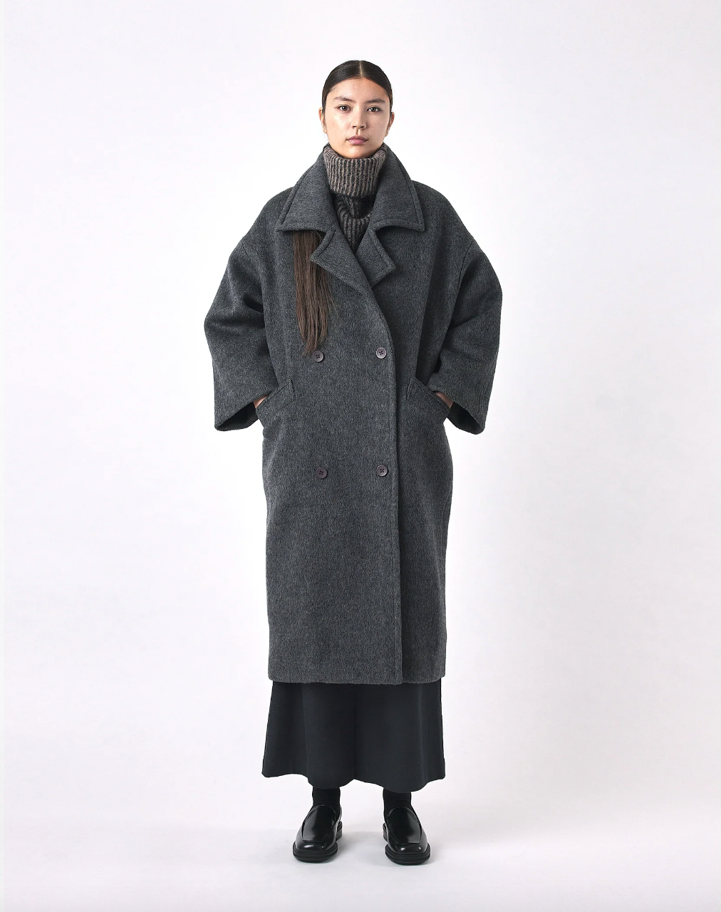 Oversized Wool Coat, Heather Gray