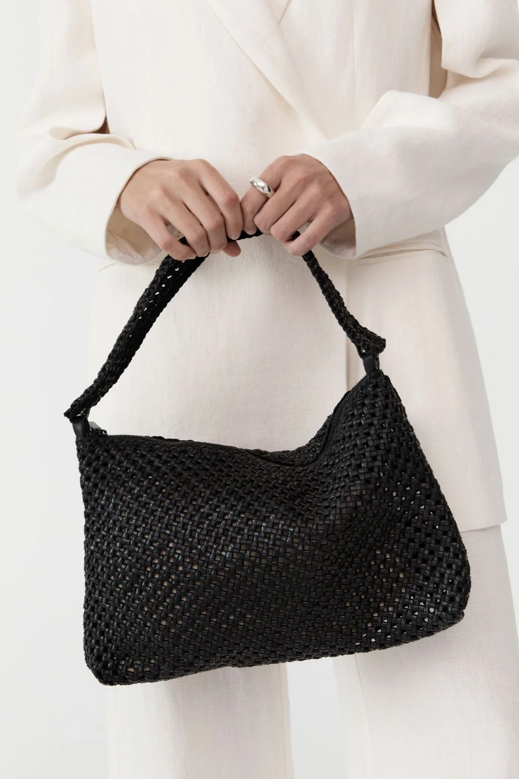 Macrame Shoulder Bag, Black