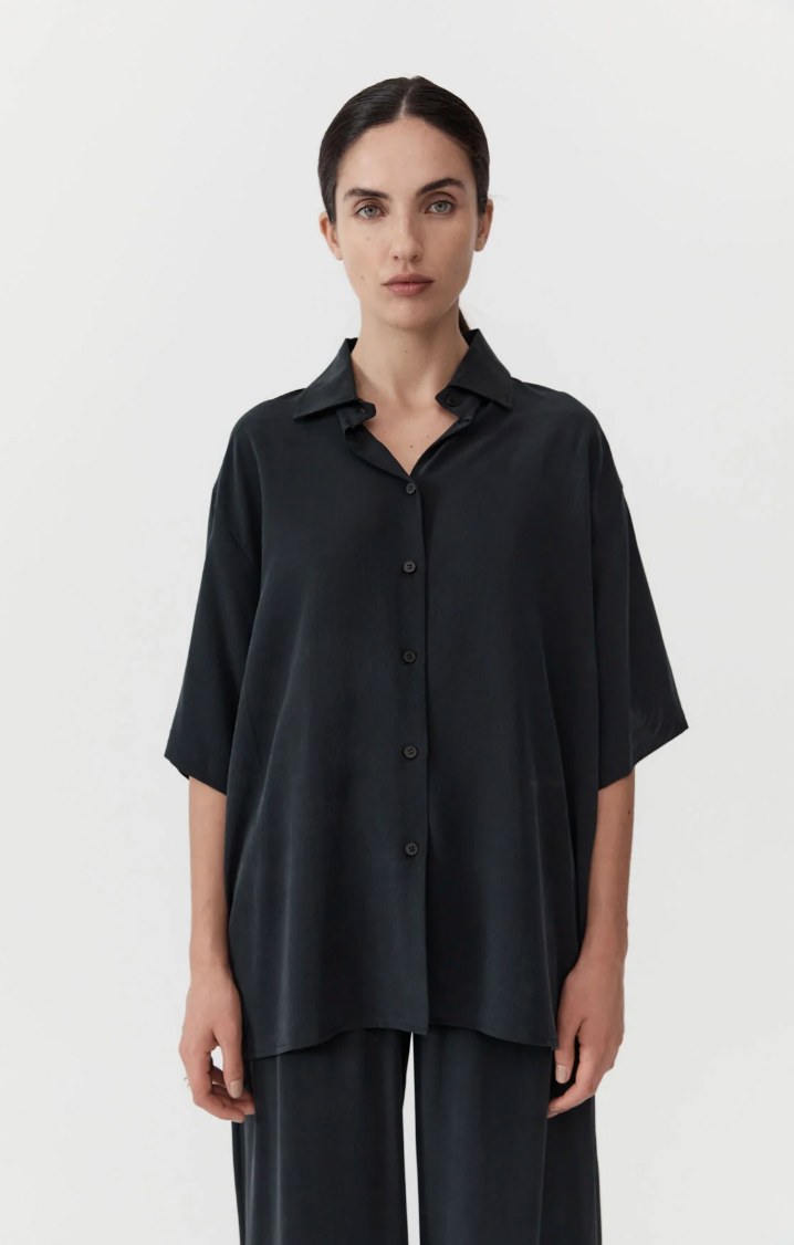 Unisex Silk Shirt, Black