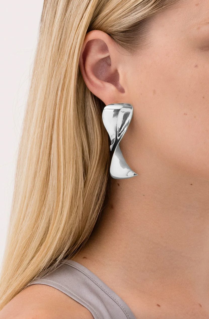 Sculpt Earrings, Large Sterling Silver