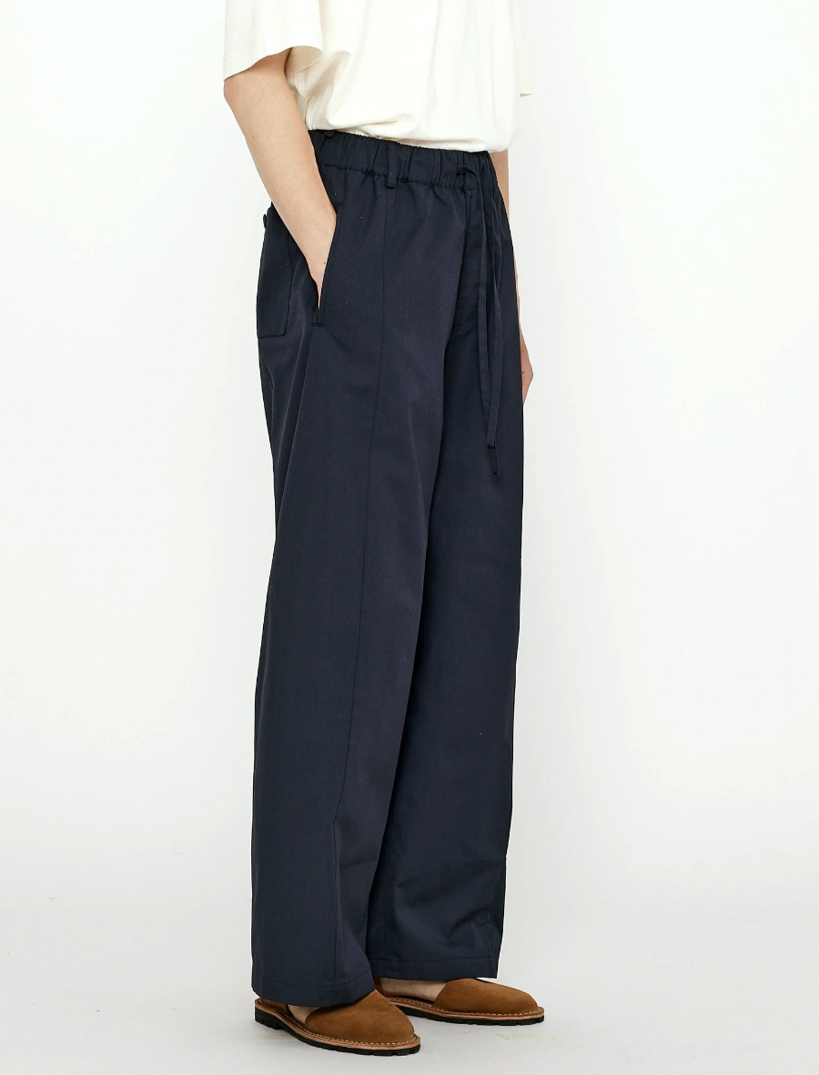 Elastic Straight-Legged Trouser, Navy