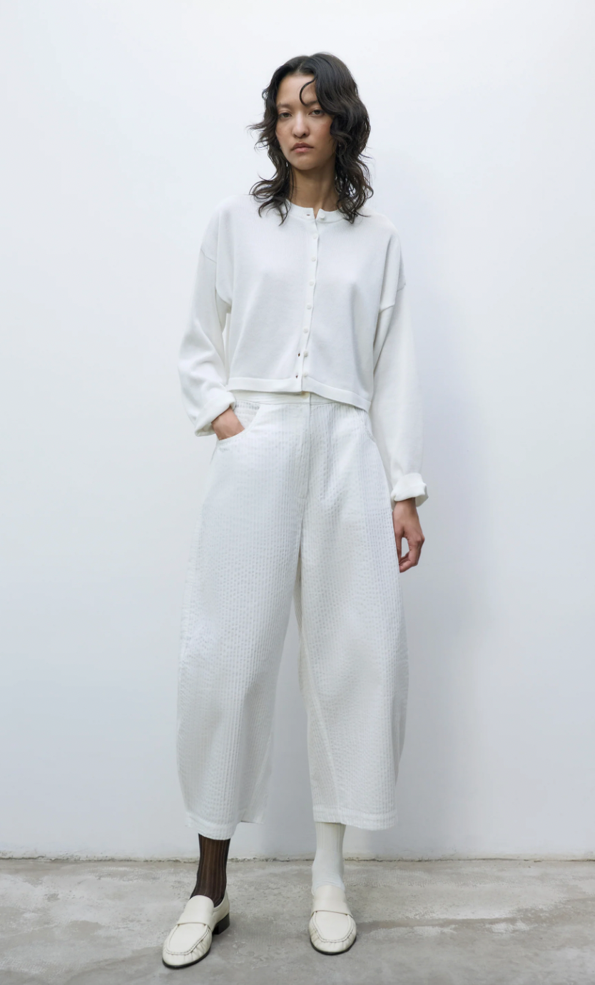 Tubular Curved Pants, White