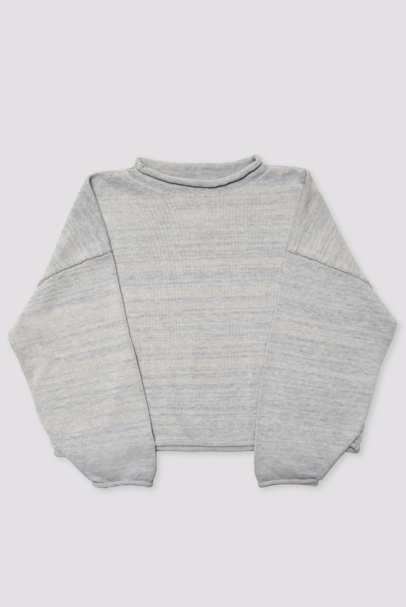 Rolled Sweater, Heather Grey