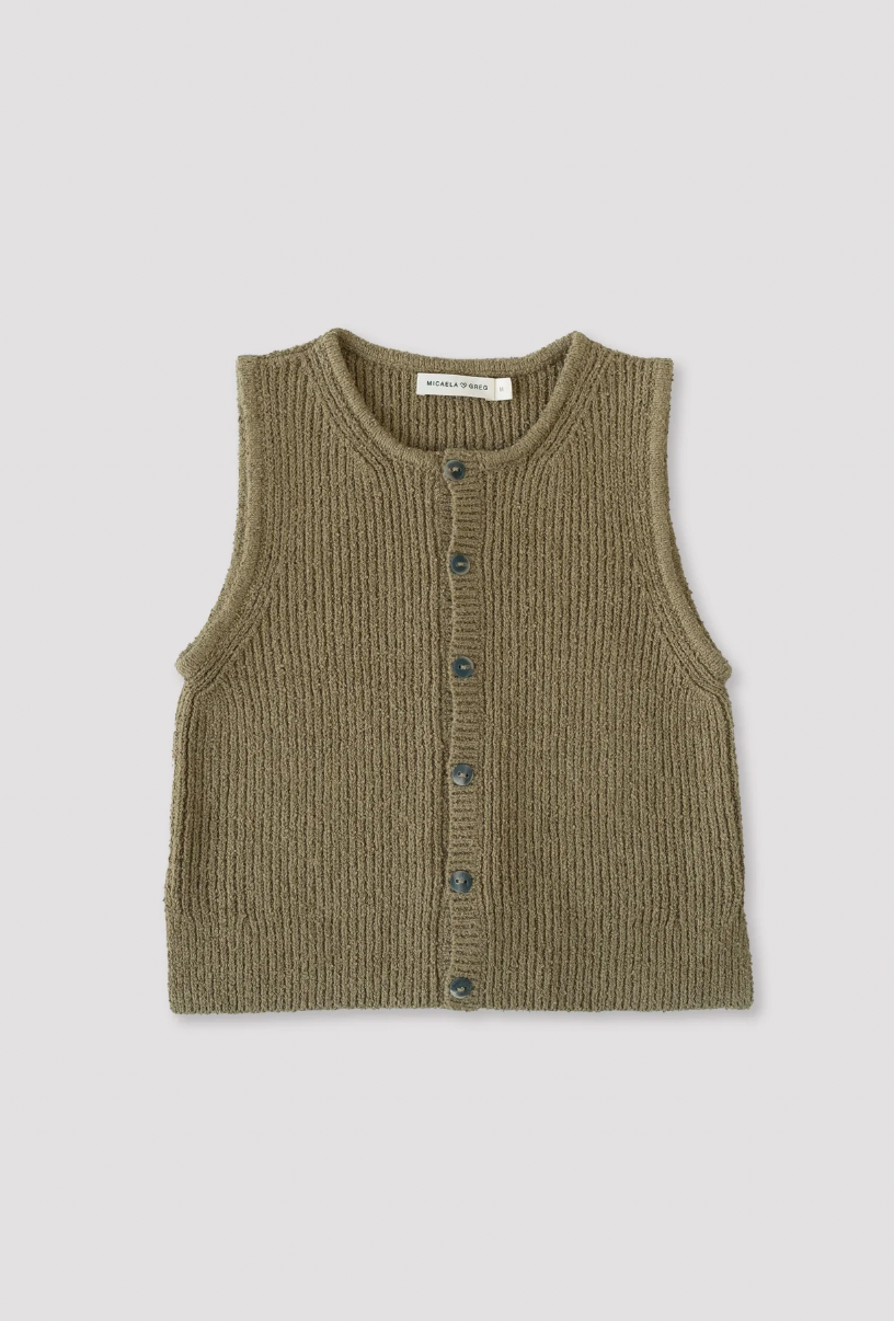 Rib Vest, Ivy Boucle