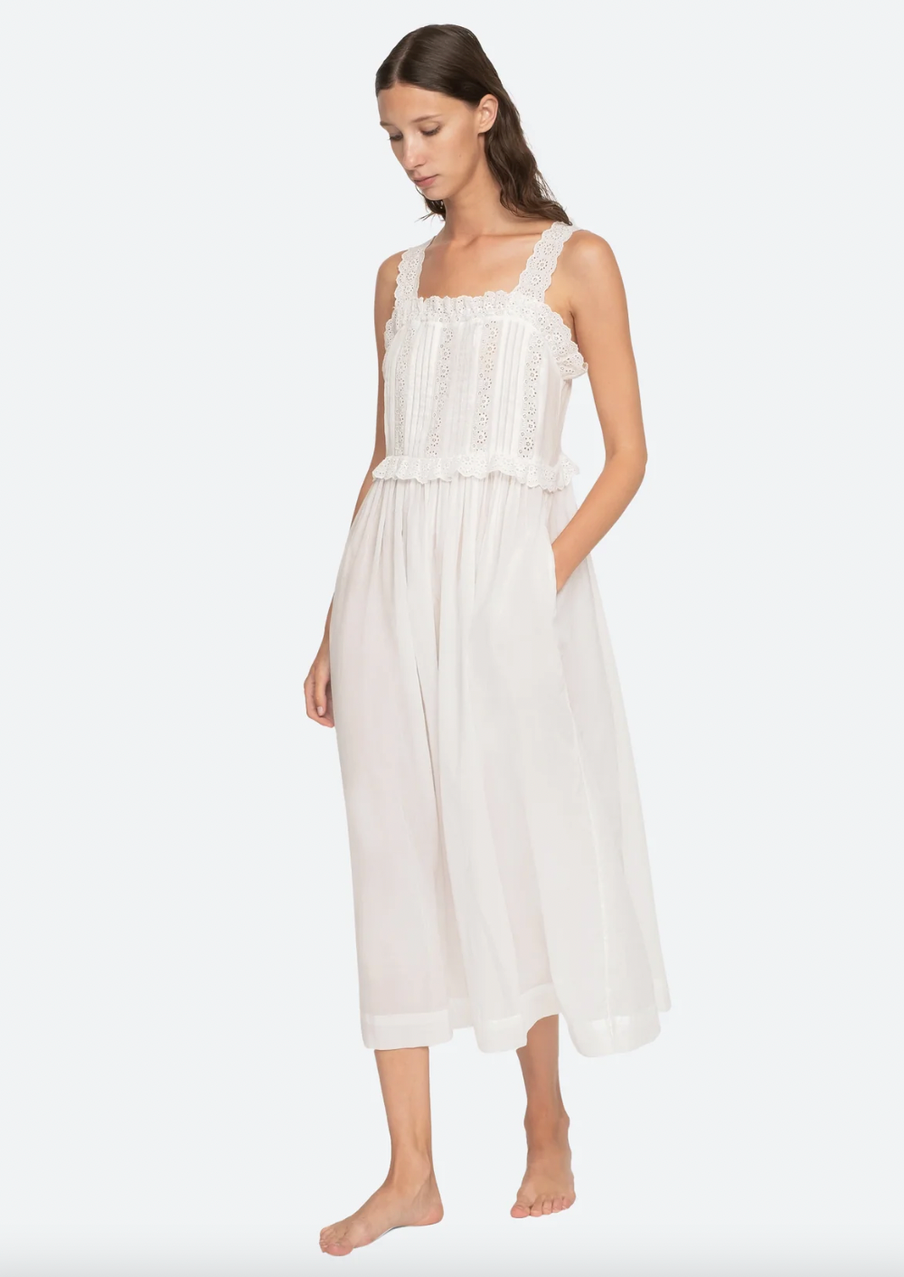 Elysse Midi Nightgown, White