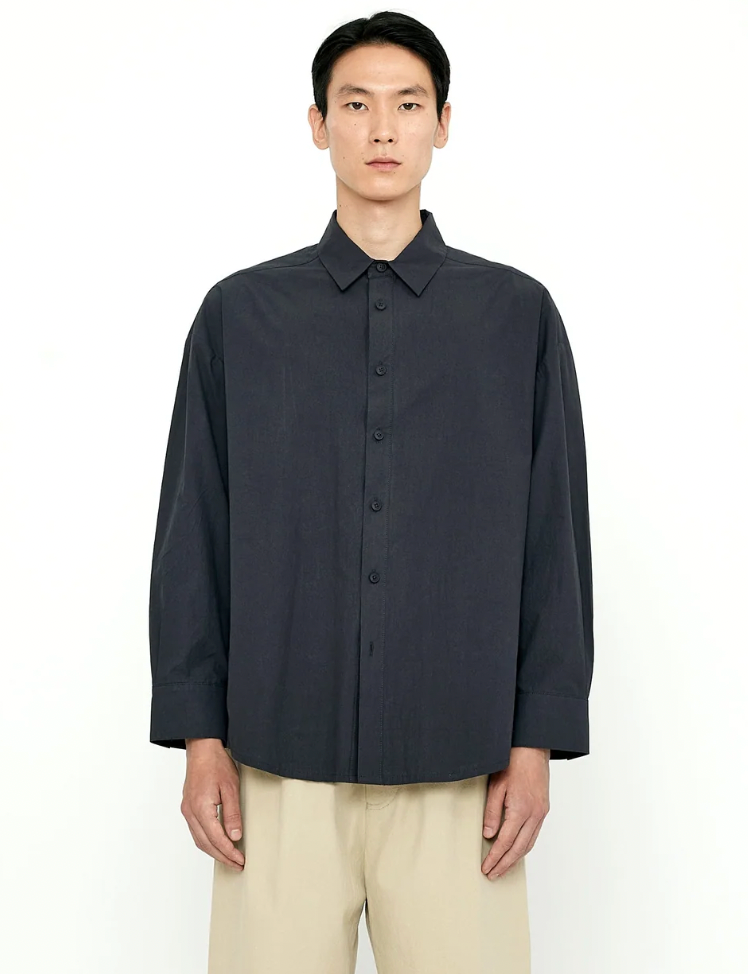 Papery Dolman Shirt, Navy Black