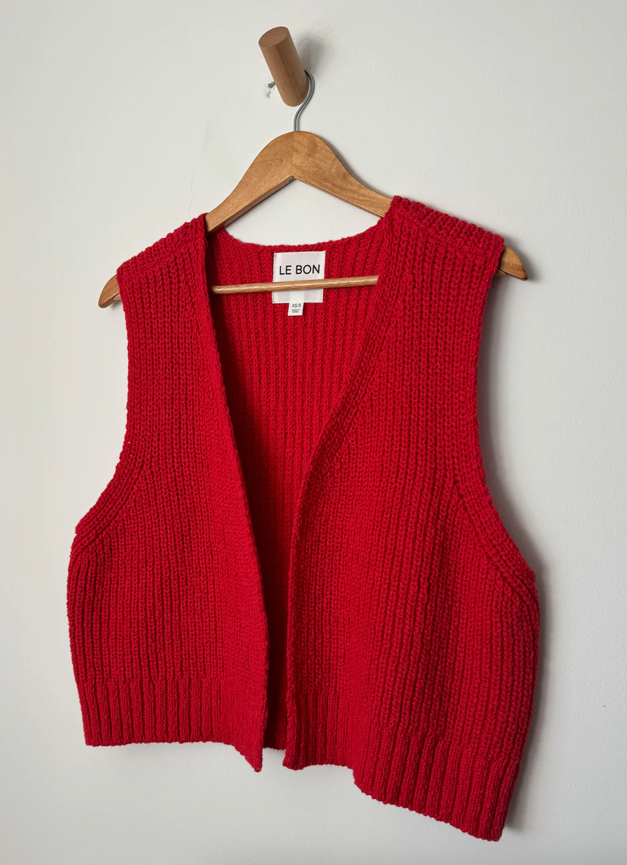 Granny Cotton Sweater Vest, Chili Pepper