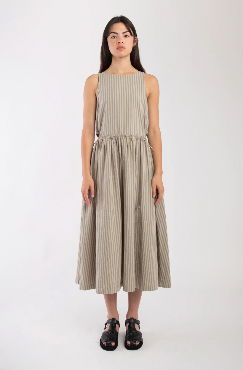 Cinch Dress, Muted Stripe
