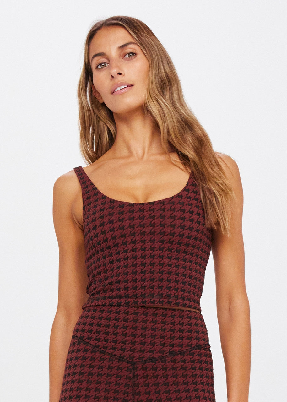 Houndstooth Tess Crop, Chocolate