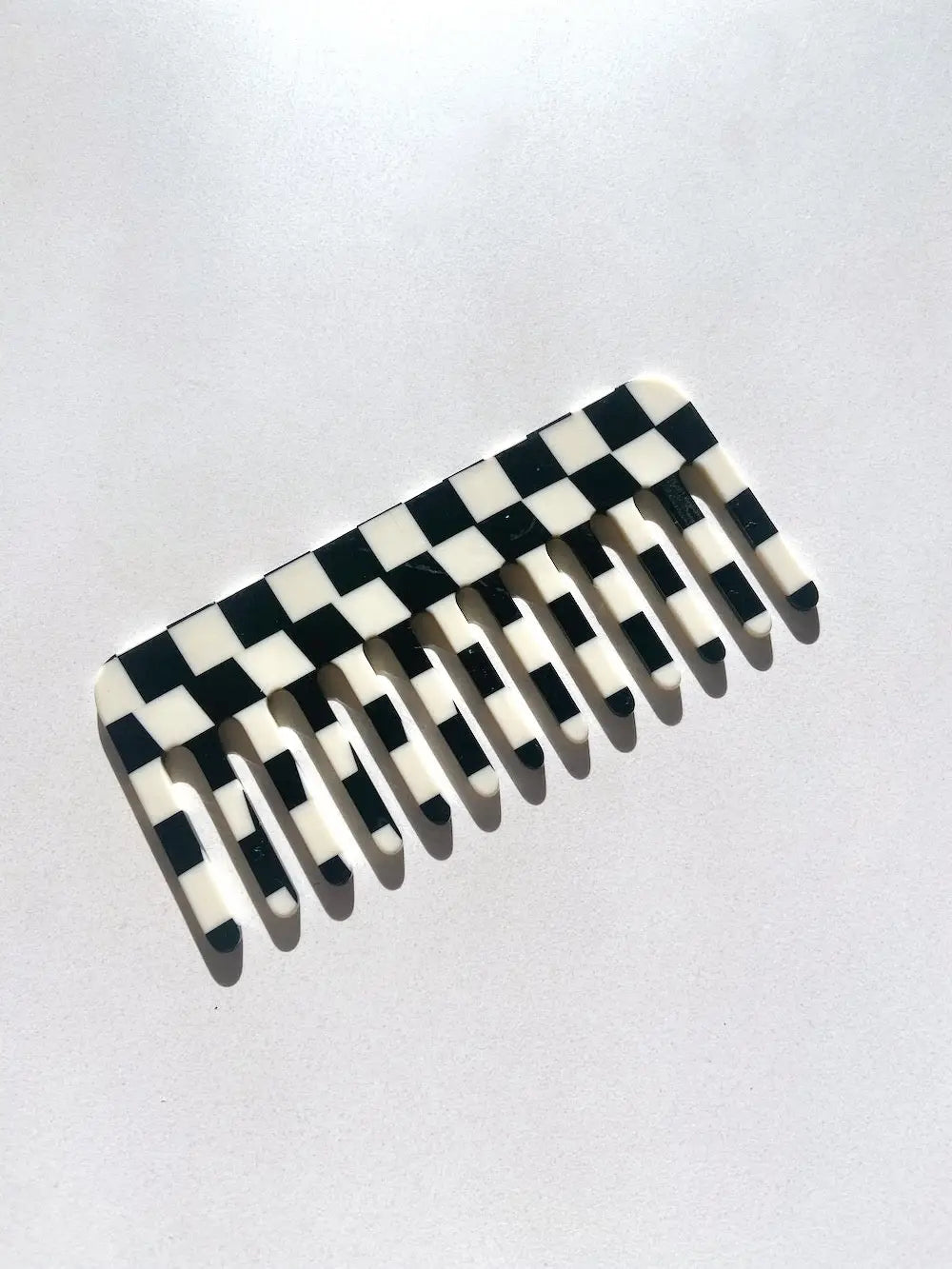 Wide Tooth Acetate Hair Comb, Checker