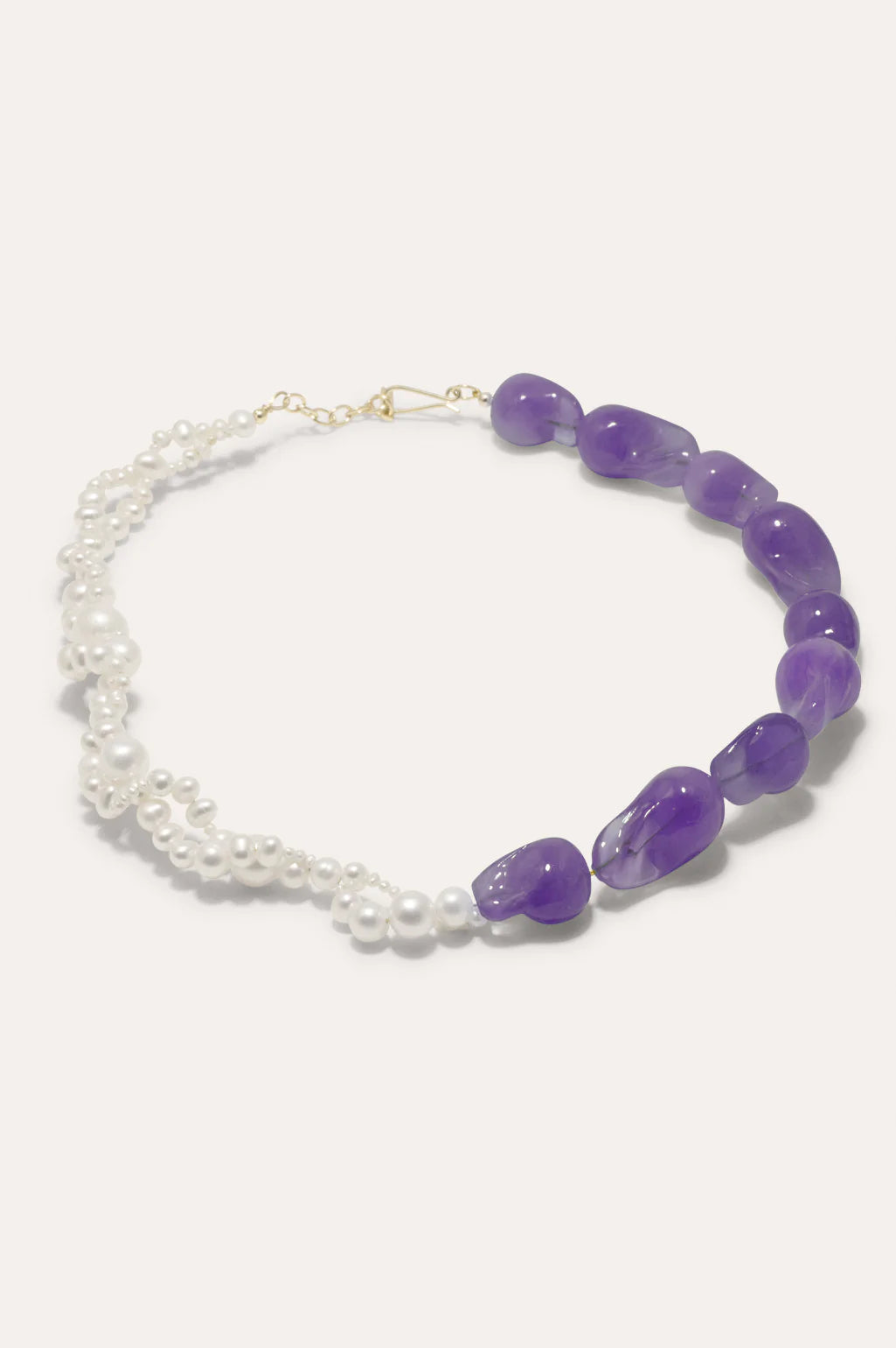 Parade of Possibilities II Pearl and Lilac Resin Gold Plated Necklace