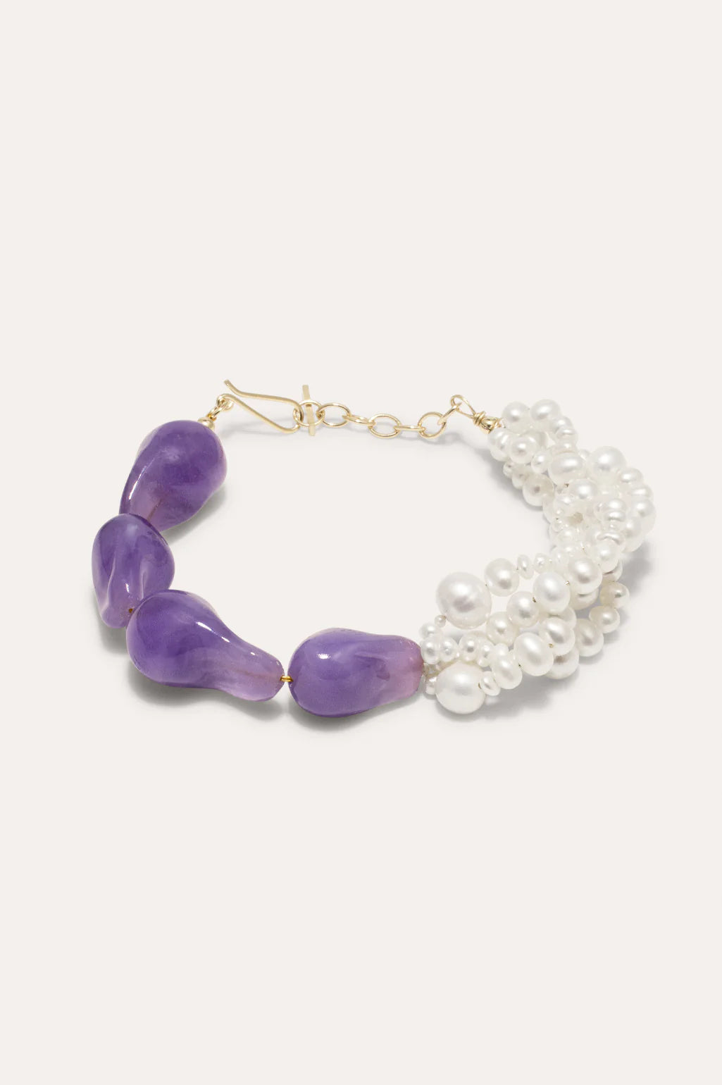 Parade of Possibilities II Pearl and Lilac Resin Gold Plated Bracelet