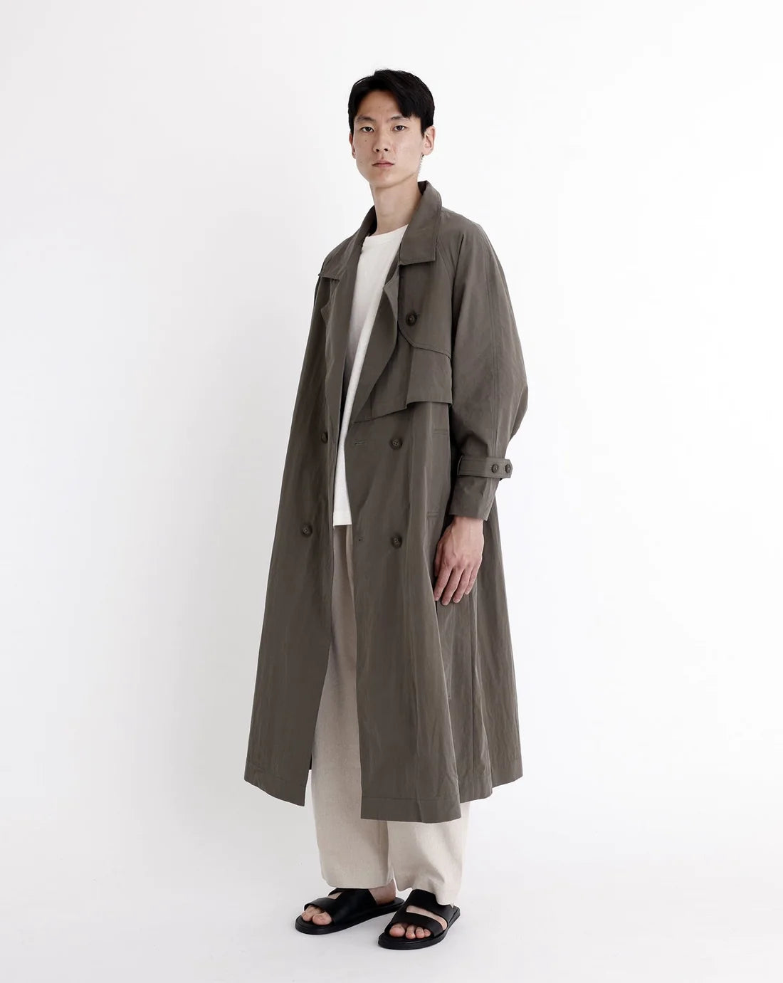 Spring Long Trench, Dusty Olive