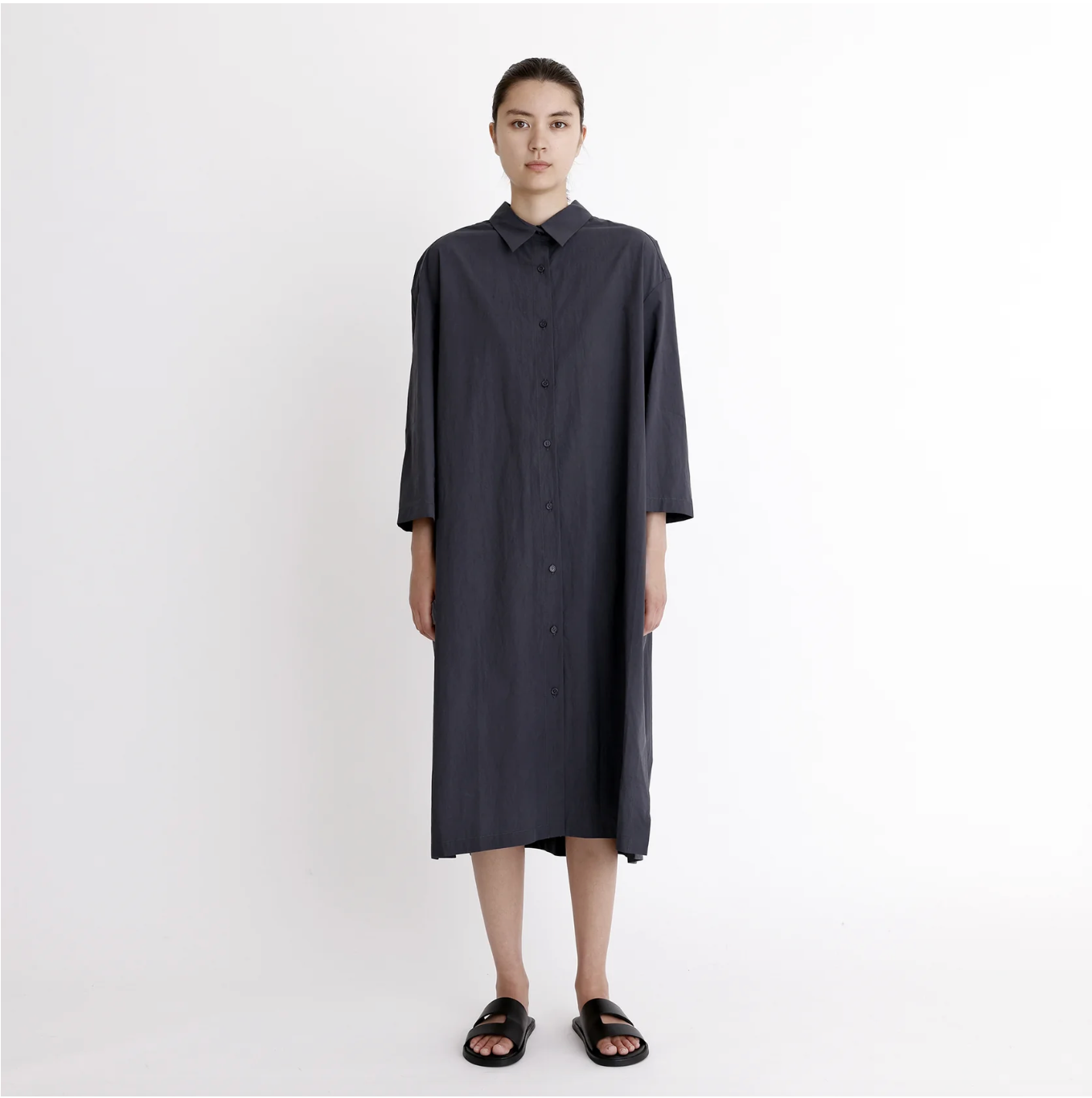 3/4 Button Down Shirtdress, Hale Navy