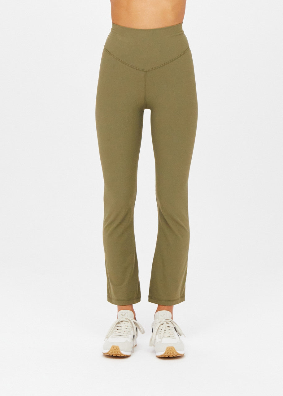 Peached Thia Crop Flare, Olive