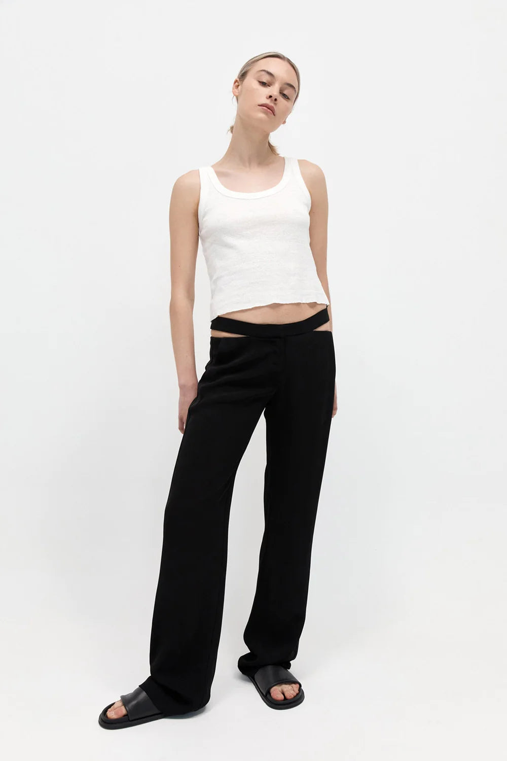 Zip Detail Trousers, Black