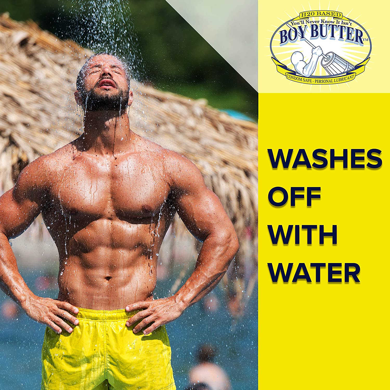 Boy Butter H2O washes off with water