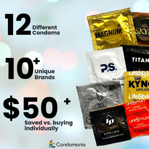 Large size condom sampler details