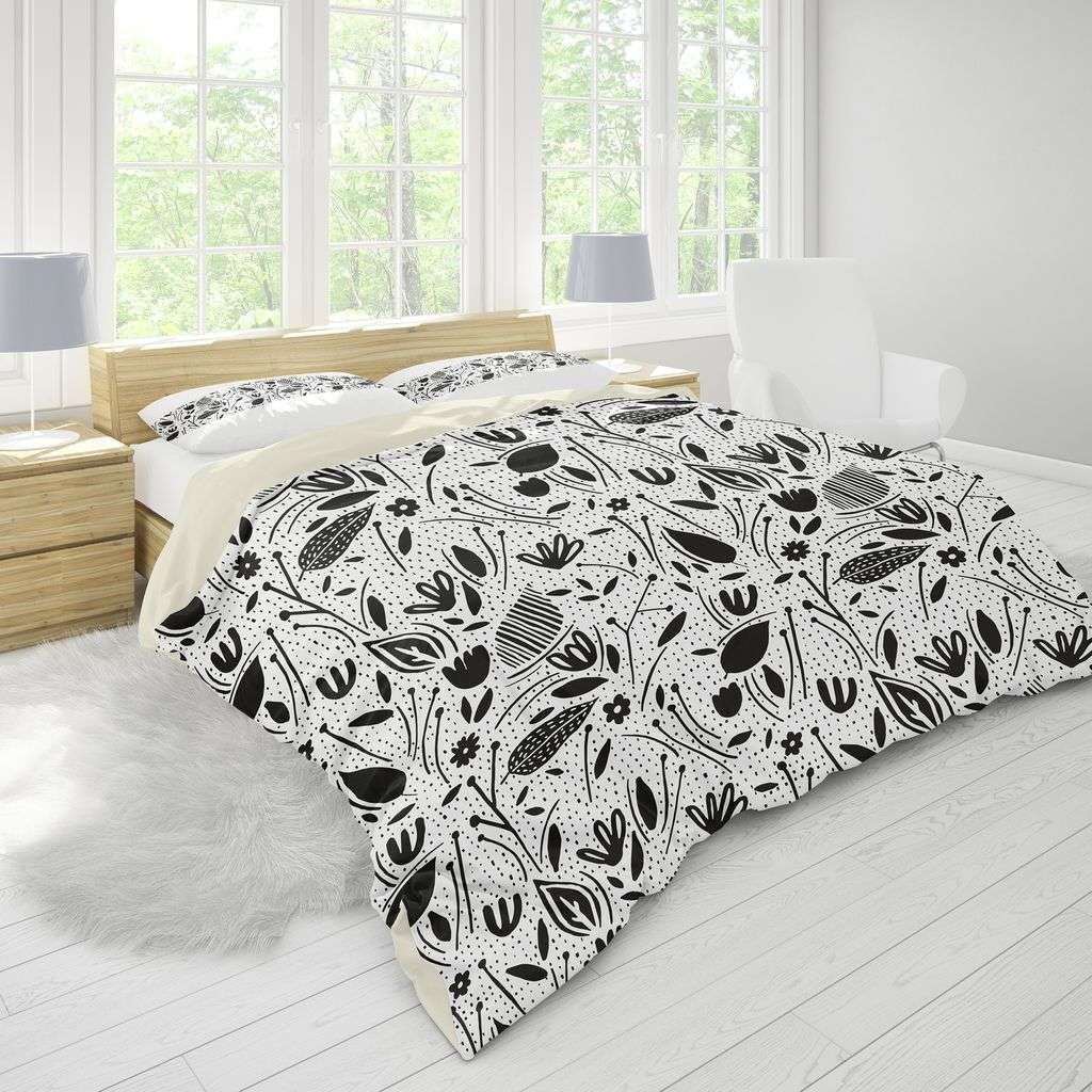 black and white flower duvet cover