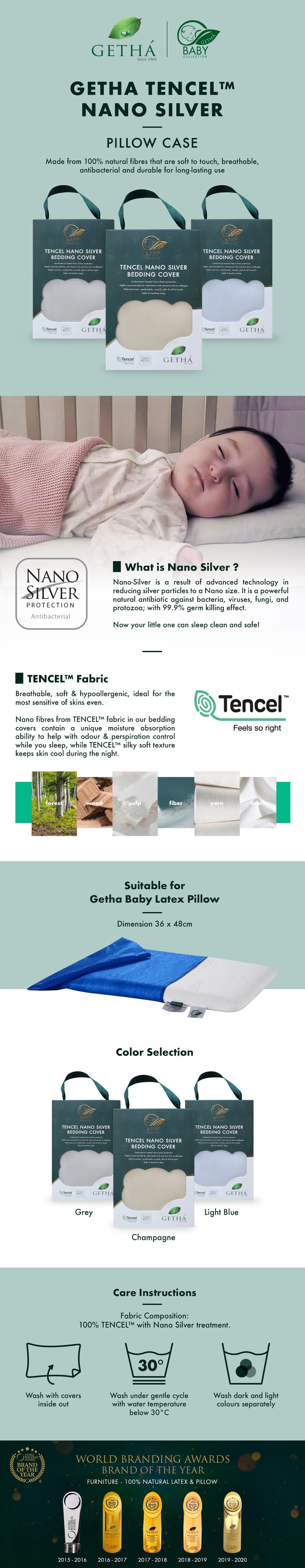 Getha Tencel Nano Silver Pillow Case – Baby Latex Pillow