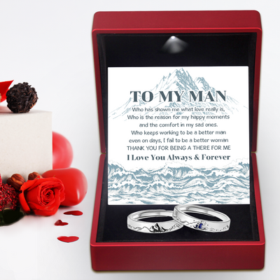 Mountain Sea Couple Promise Ring Adjustable Size Ring Fishing To