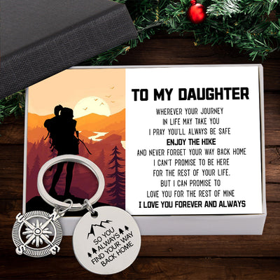 Compass Keychain - Hiking - To My Daughter - So You Always Find Your Way Back Home - Ukgkw17005