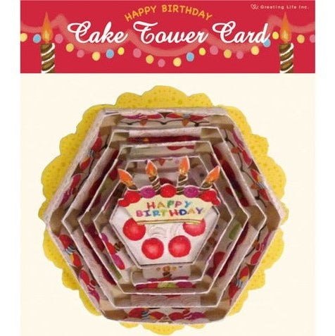 Greeting Life Cake Tower Birthday Party Pop-Up Card