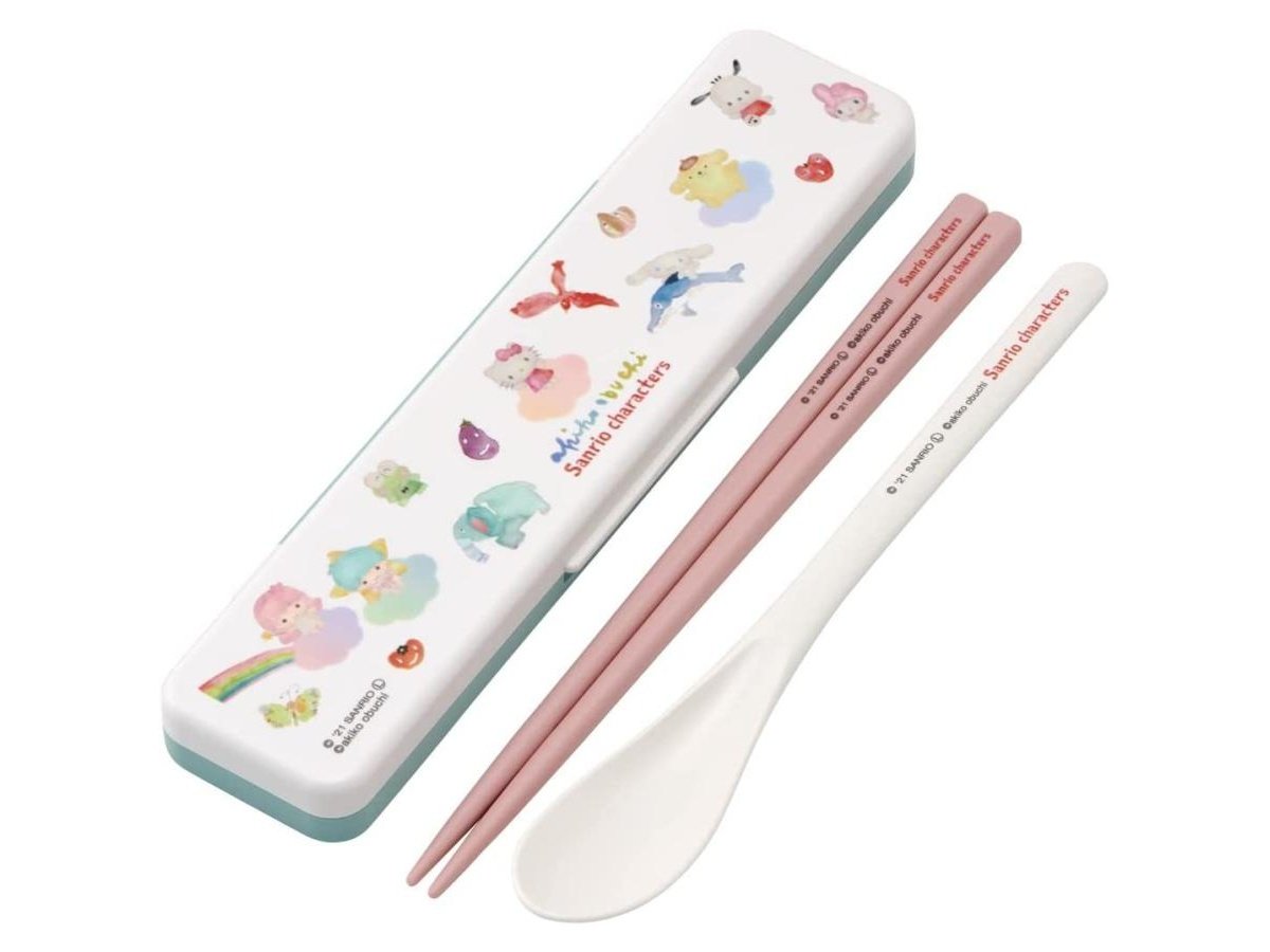 Sumikko Spoon, Fork, Chopsticks Utensil Set with Case for Kids,  Antibacterial Material