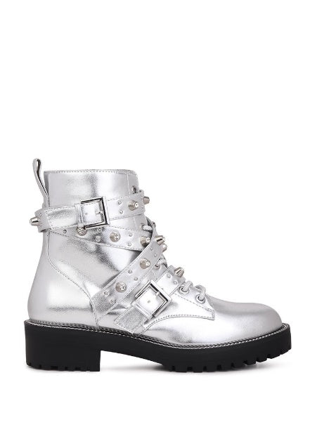 ALITZA METALLIC STUDDED ANKLE BOOTS