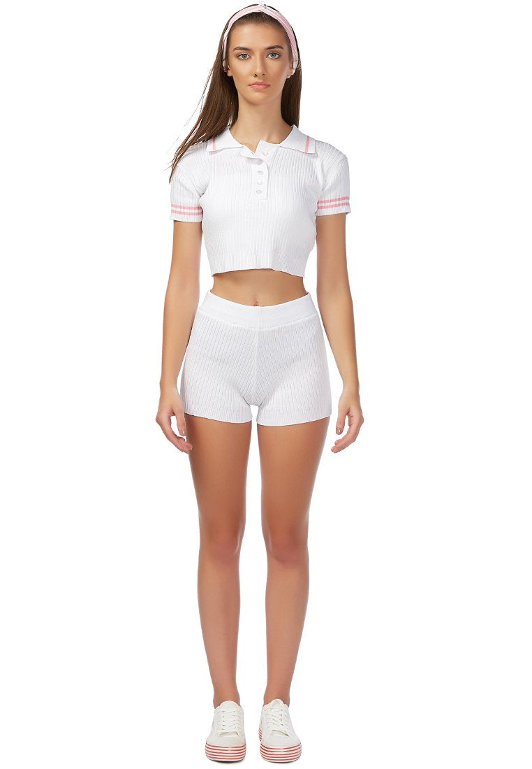 BE A SPORT CROPPED POLO T SHIRT