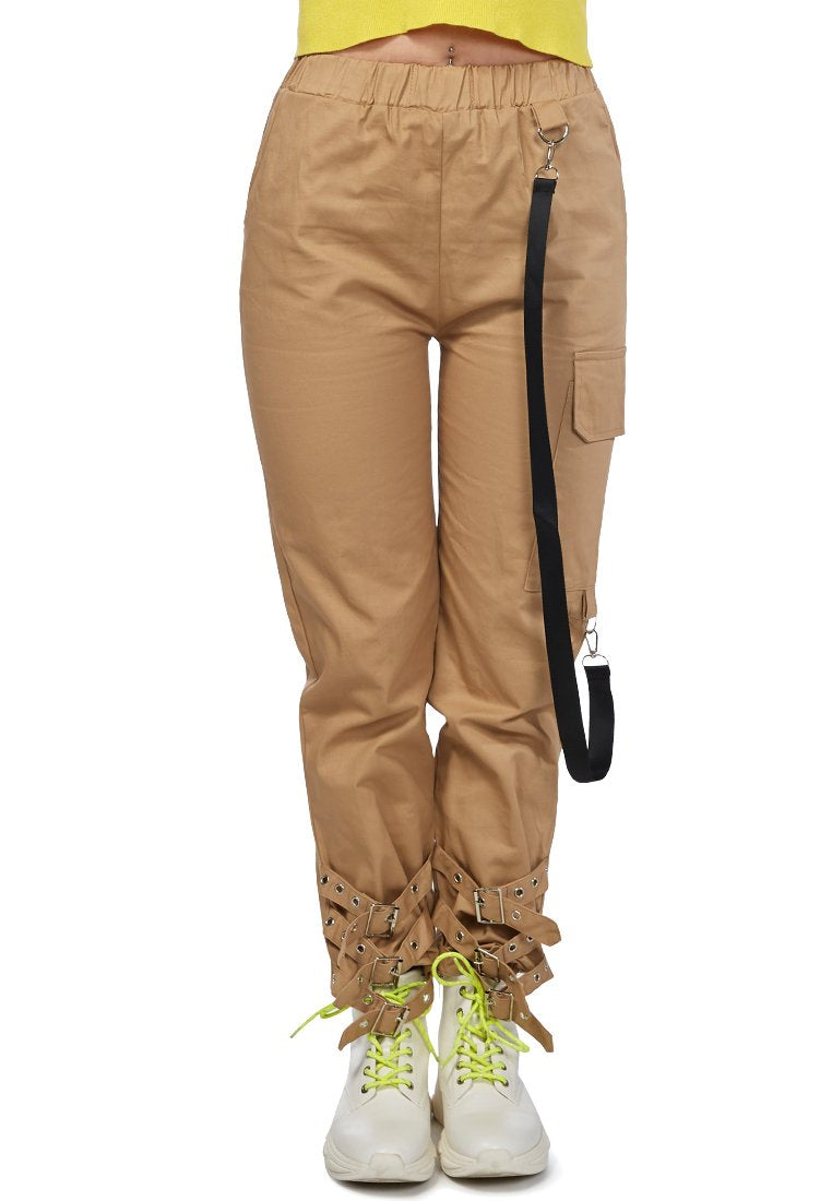 BUCKLED ANKLE TRACK PANTS