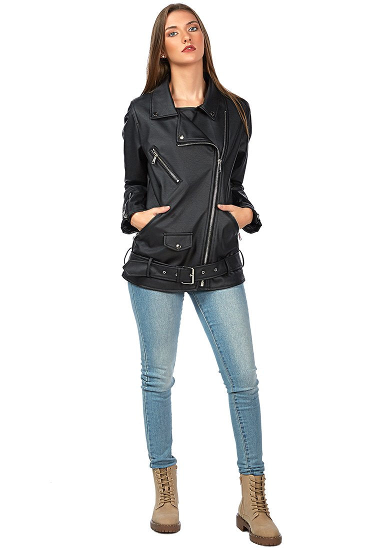 FAUX LEATHER BIKER JACKET