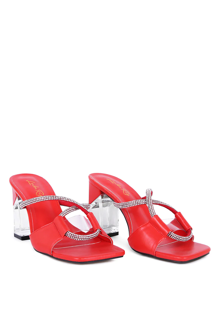 FineApple Crystal Loop Sandal Mid Heel