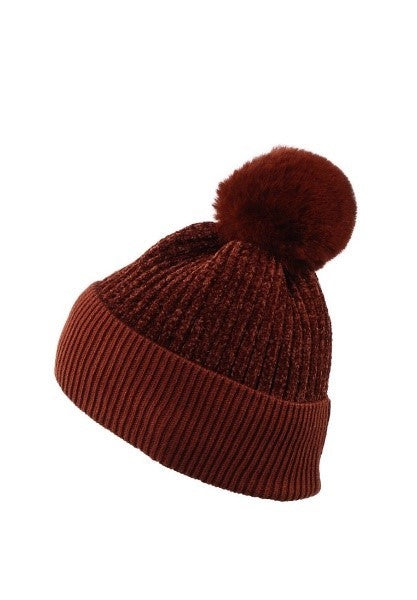 Faux Fur Pompom Beanie