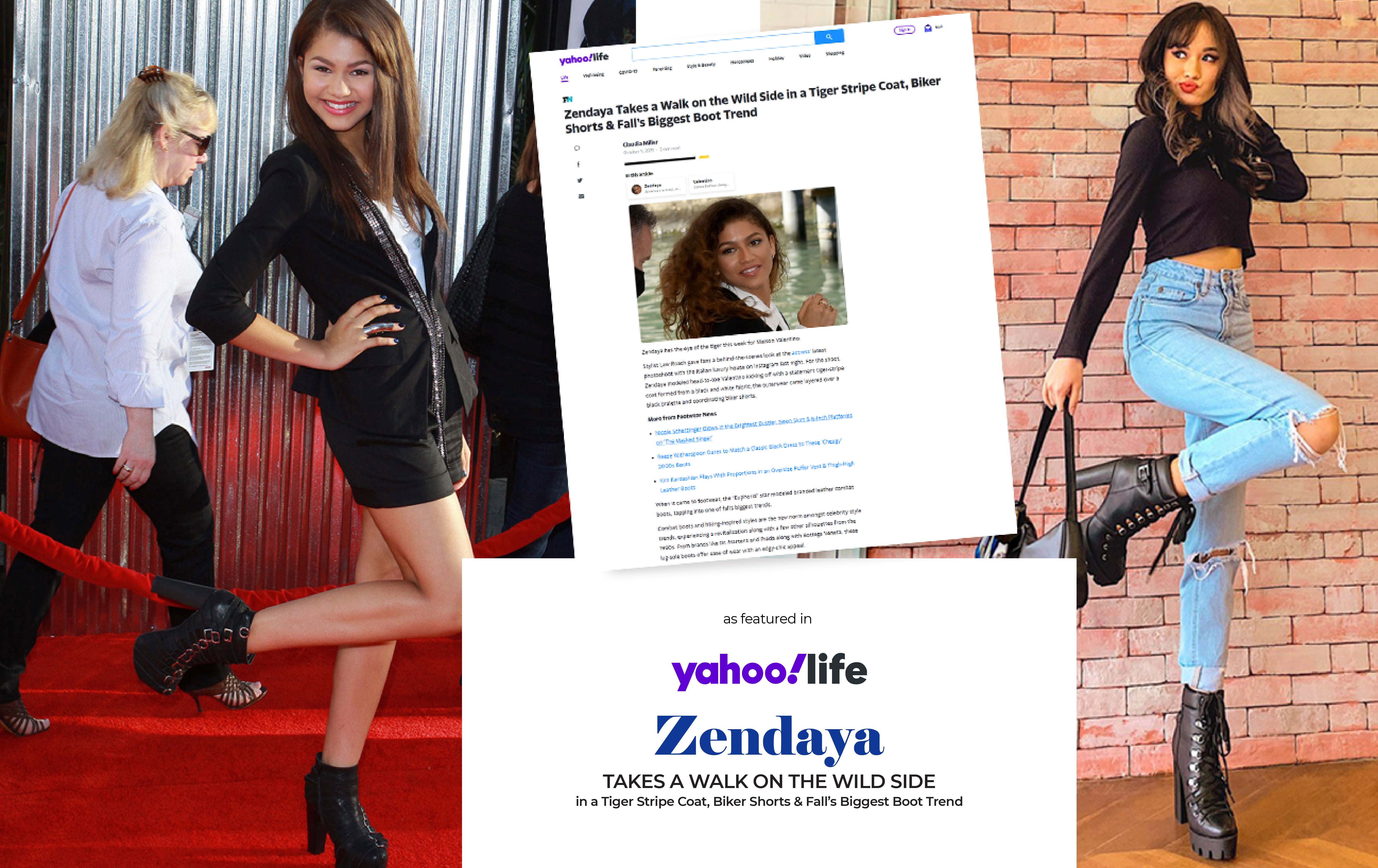 Zendaya ใช้เวลาเดินเล่นในด้านป่าในเสื้อโค้ทเสือ, กางเกงขาสั้น Biker Shorts & Fall ที่ยิ่งใหญ่ที่สุดของ Fall