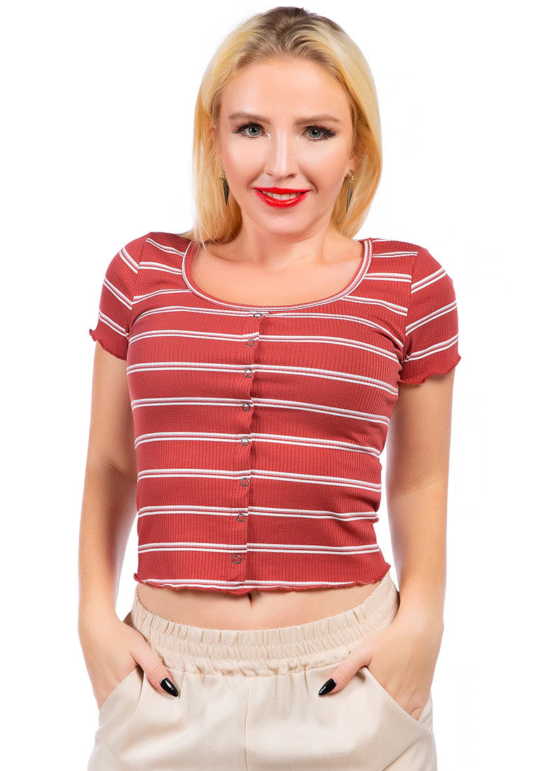 BUTTON UP STRIPED CASUAL TOP