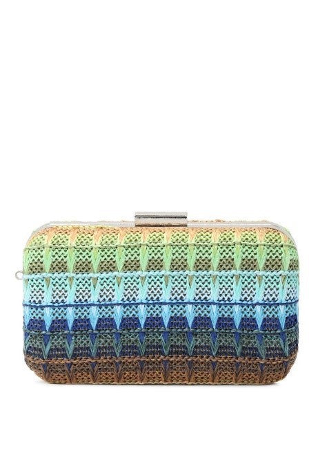 multicolored clutch with detachable chain