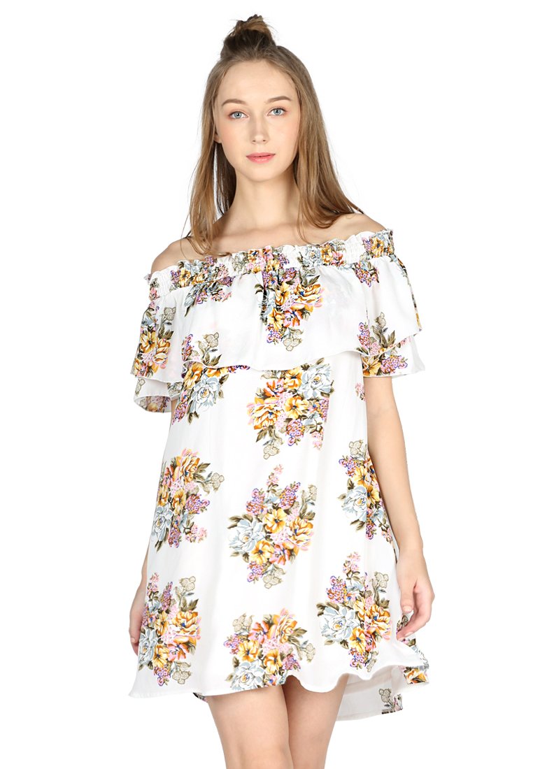 OFF SHOULDER FLORAL SHORT DRESS