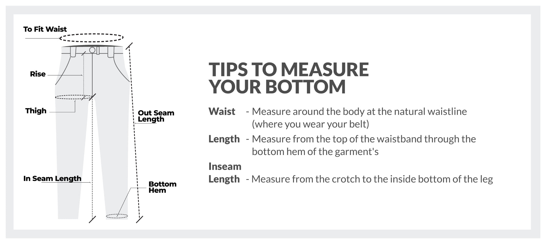 Pants size chart