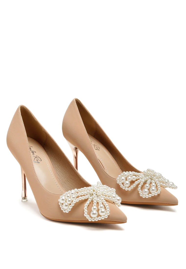 RELLE POINTED HIGH HEELED PEARL FLOWER SANDAL