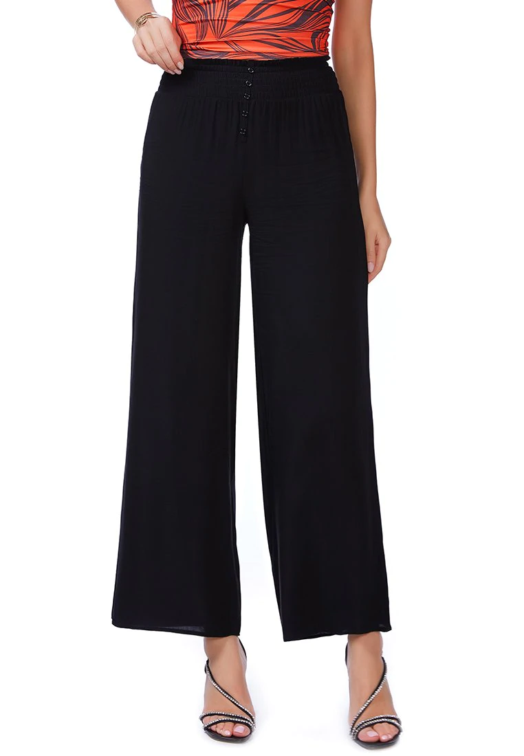 SOLID HIGH RISE STRAIGHT PANTS
