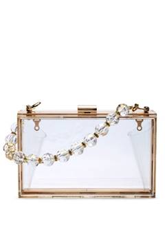 Metal framed clear box clutch bag