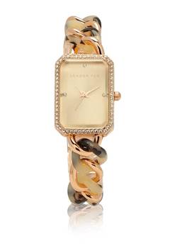 brown gold rectangular dial womens watch