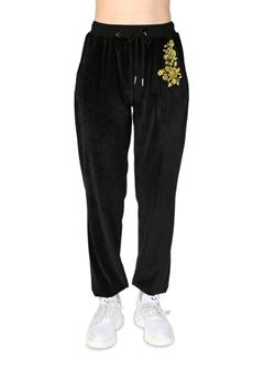velour cuffed joggers with drawstring