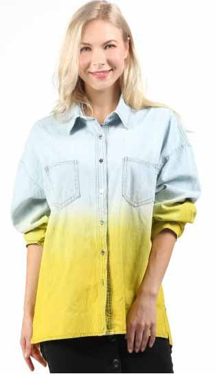 ombre long denim shirt