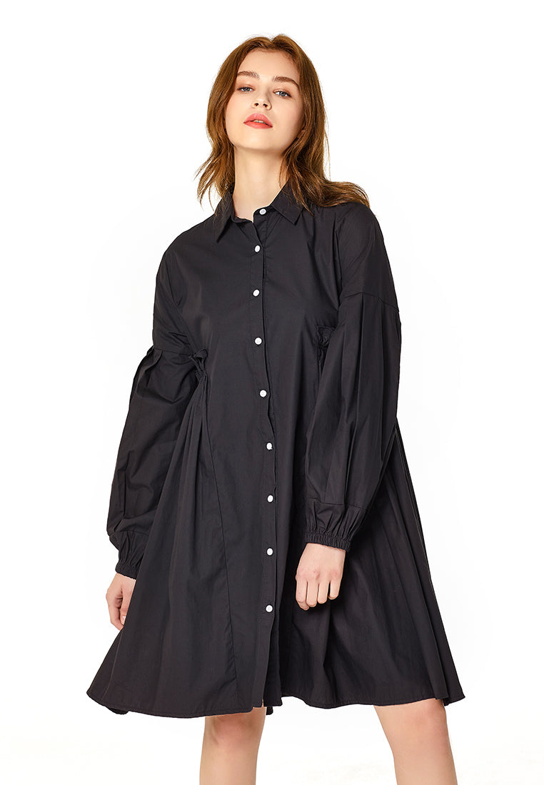 WOMEN'S PLEATED SHIRT DRESS